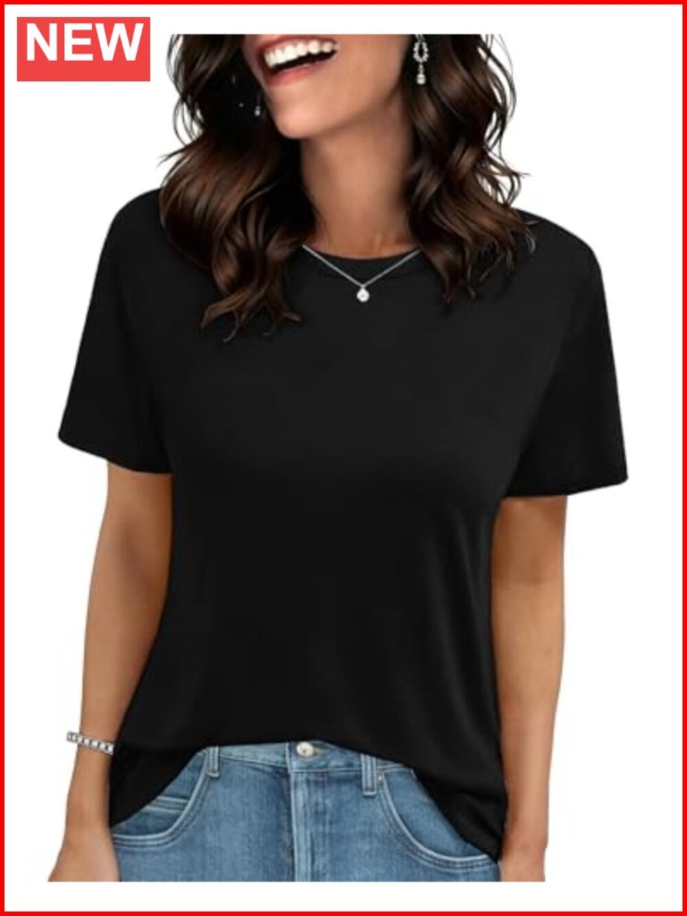 Women's Short Sleeve Crew Neck Loose Fit T-Shirt Summer Casual Basic Tee